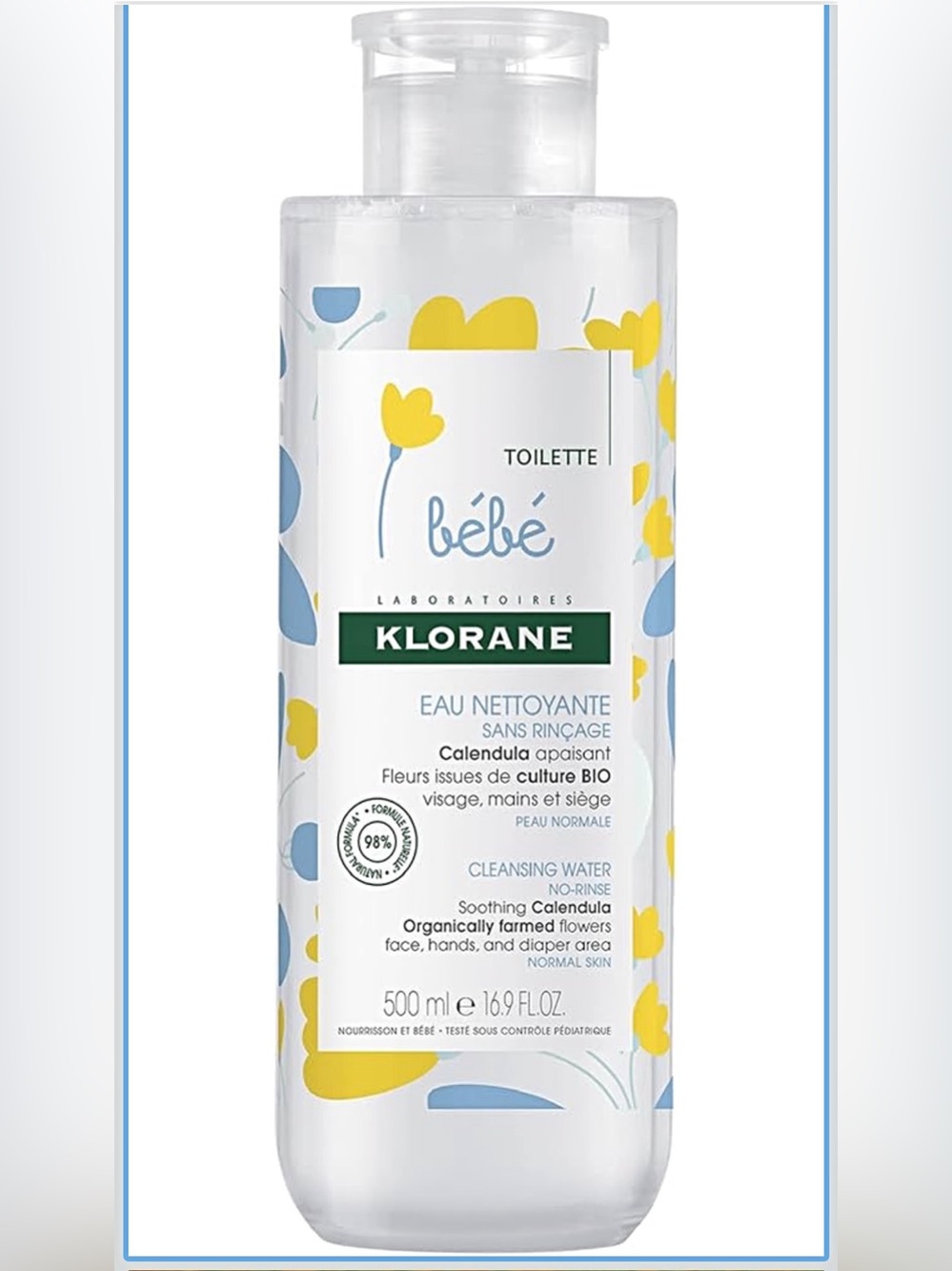 🆕 Klorane Bébé Calendula Cleansing Water – Yellow & Blue